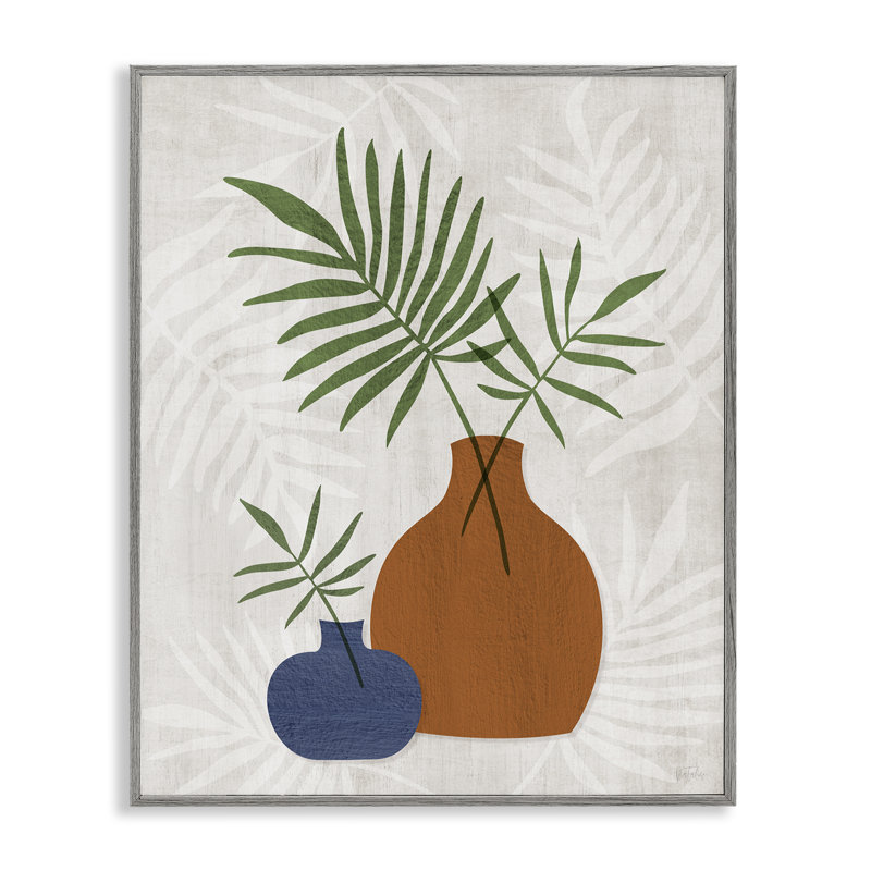  Boho Botanical Vases Grey Framed Giclee Art by Natalie Carpentieri, Estampe numérique Farmhouse, H 20 po x l 16 po