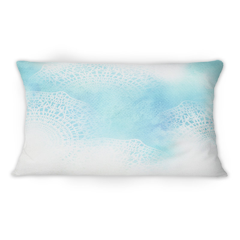 White Lace On Light Blue -1 Modern Printed Throw Pillow