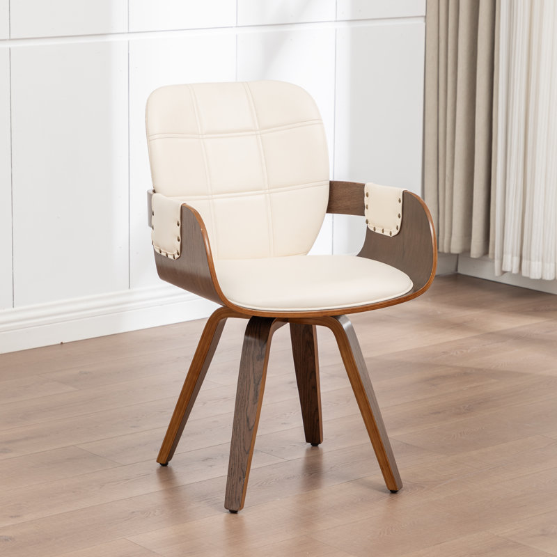Braiden Swivel Faux Leather Dining Chair, Beige