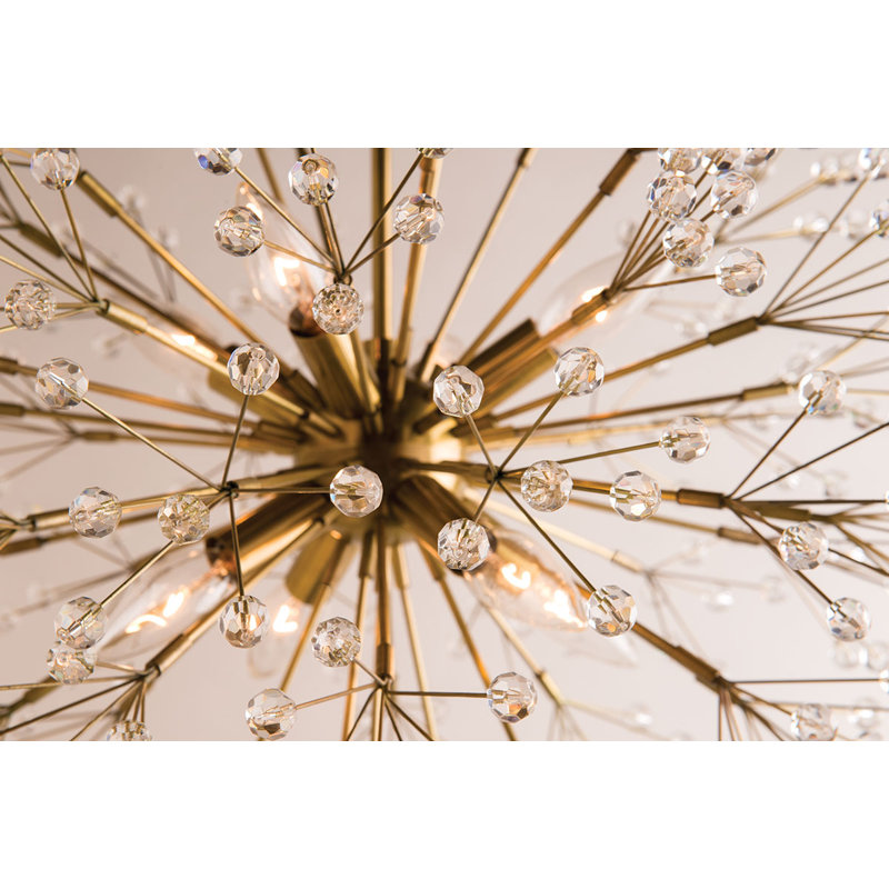 Lustre sphérique unique à 16 lumières Dunkirk, Laiton vieilli