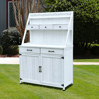 Table de rempotage d'extérieur, armoire à outils de table, armoire de table et de jardinage en bois, banc de jardin pour table de plantation, patio, serre
