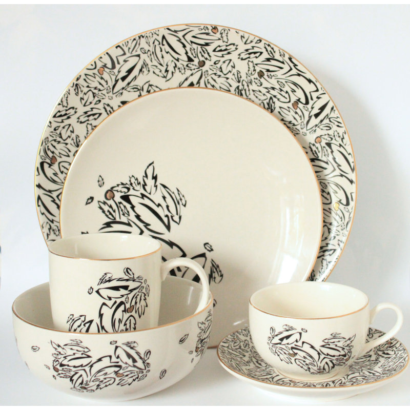 Janell Piece Porcelain China Dinnerware Set - Service for 4