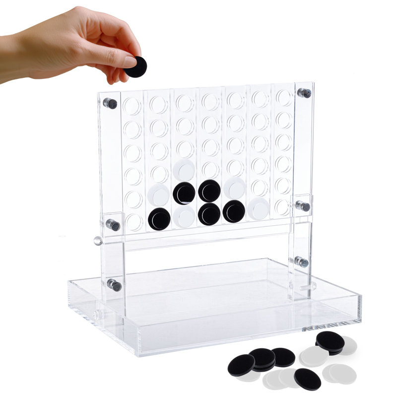  4 in a Row Game Fun Strategy Game for Adults Children Family Connect 4 Discs of Same Colour in a Row Acrylic Tabletop Decoration Gift Decor (Black and White)