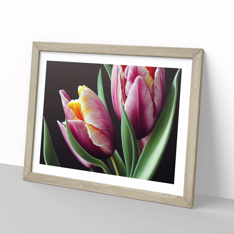 Awe Inspiring Tulip Flowers - Framed Print, 46cm H x 64cm W x 2cm D, Oak