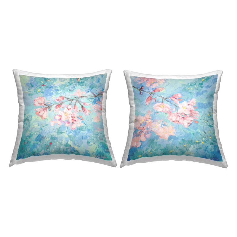 Ensemble de 2 coussins décoratifs Cherry Blossom Sprigs par Ann Marie Coolick