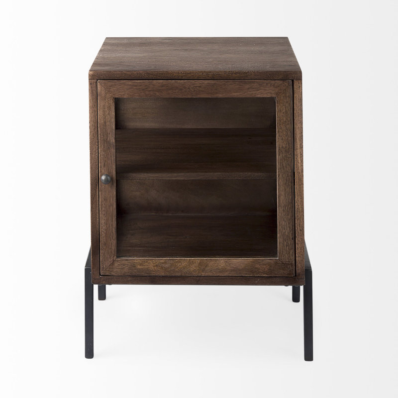 24" Brown Solid Wood Square End Table, Brown