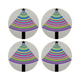 Christmas Tree Brights Vegan Leather Round Beaded Placemat