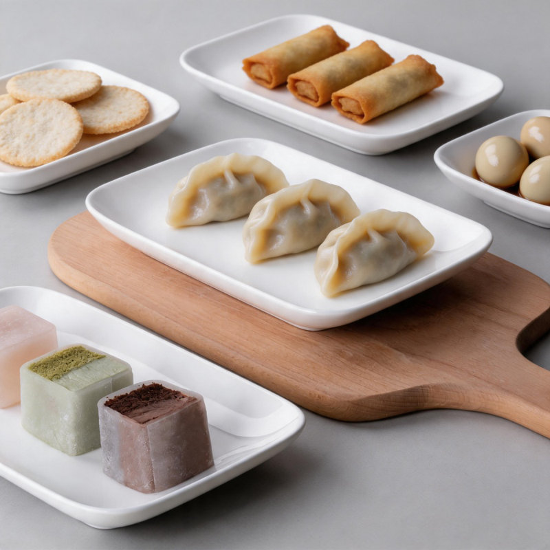 8 Inch Stackable White Porcelain Small Rectangular Serving Plates Set of 6