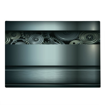 Ambesonne Grey Cutting Board Large Size Clockwork Science Modern Grey