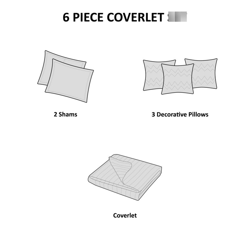 Grey/peach Printed Cotton Quilt 6 Piece, Full/queen, Reversible Softness, Floral Design, 3 Decorative Pillows Included Piece , Grey/peach, Cotton, Warmth, Stylish Pillows, Bedding