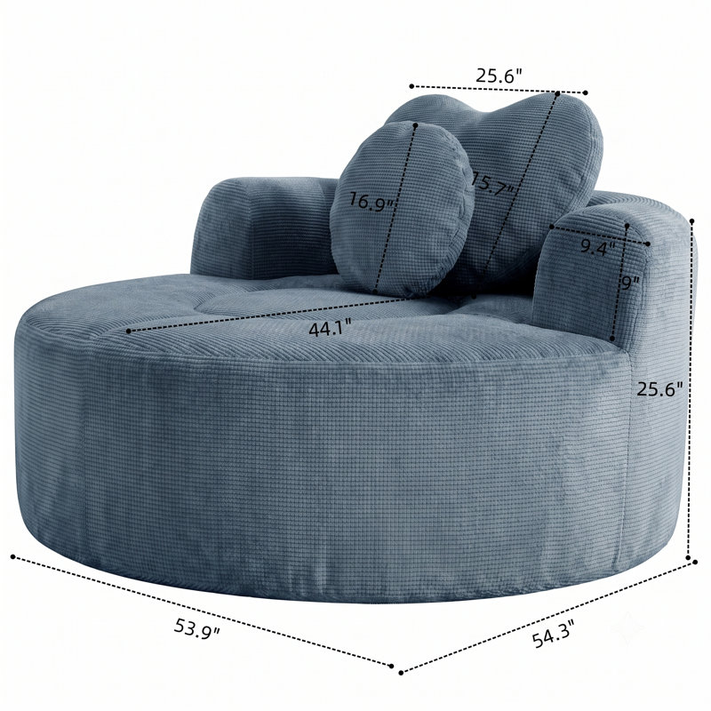 Petit canapé-lit modulaire rond en nuage, sans assemblage requis, avec coussins pour le salon, Blue