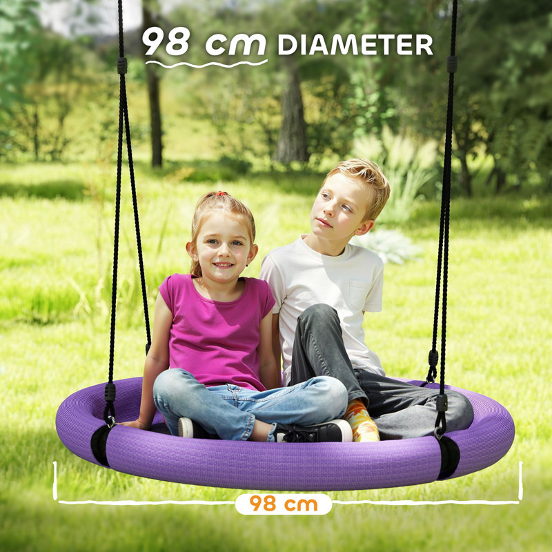 HOMCOM Metal Swing Seat with Chains, Purple