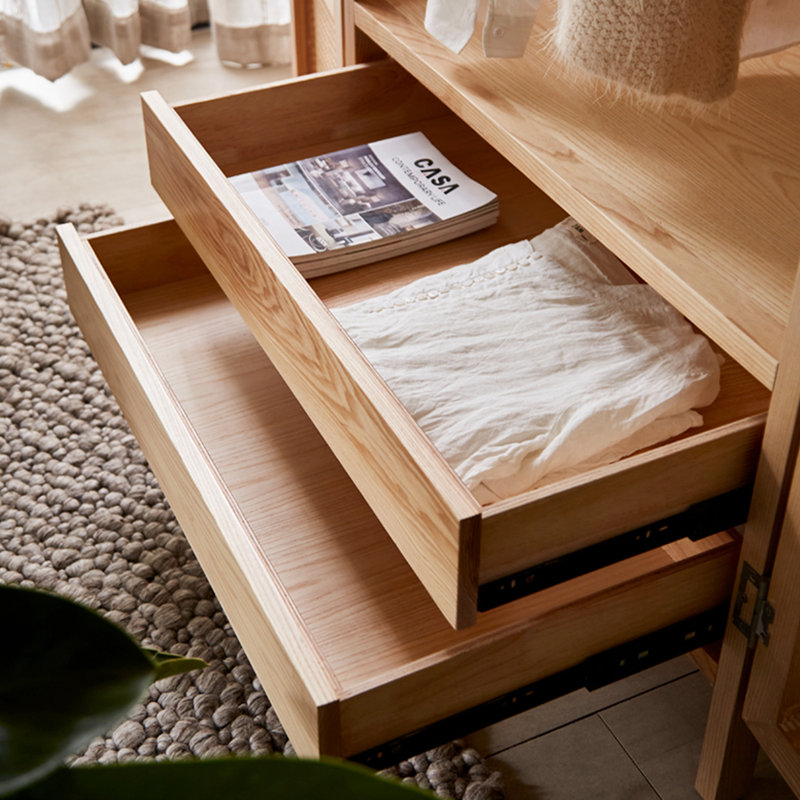 Modern Minimalist White Waxwood Rattan Storage Wardrobe