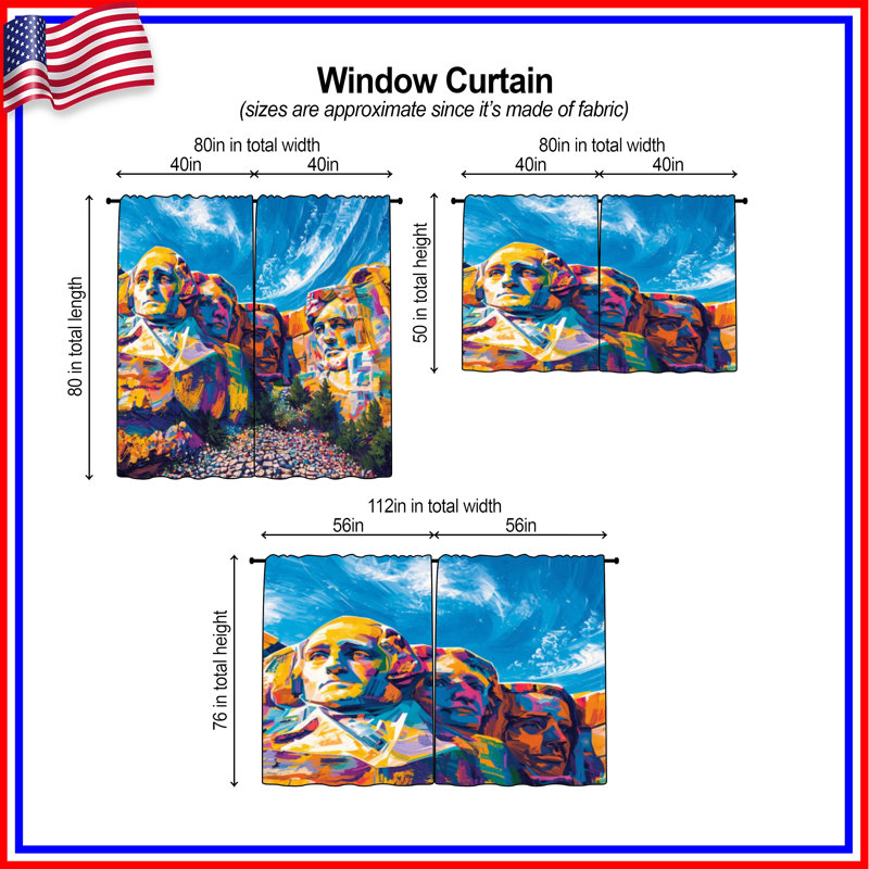 Mont Rushmore, rideaux obscurcissant et obscurcissant - 2 panneaux, 80in x 61in - 2 panels, Sheer