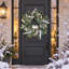 Couronne d'hiver 24 po avec hiboux moelleux, couronne de Noël artificielle pour porte d'entrée, décor de maison de campagne avec pommes de pin