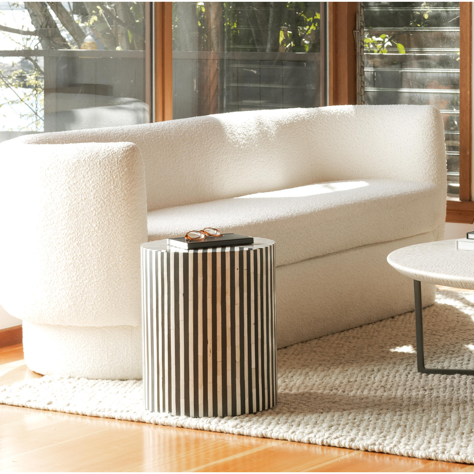 Atla 84" Sofa, White Boucle