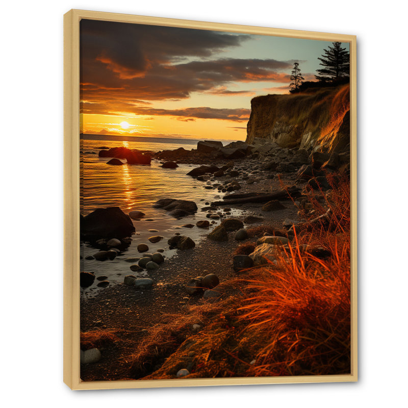 Norson Vibrant Costal Clift sur toile, H 32 po x l 24 po x P 1 po, Cadre naturel flottant