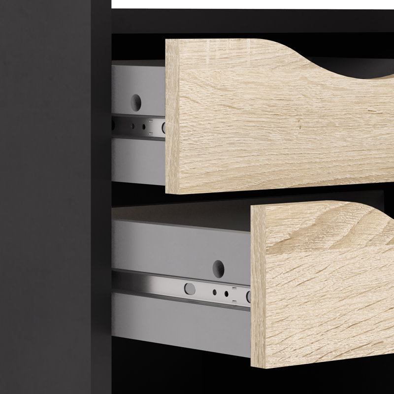 Gouge L-Shaped Computer Desk, Oak/Black Matt