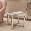 Tabouret d'appoint en cuir de vache avec base en acier inoxydable