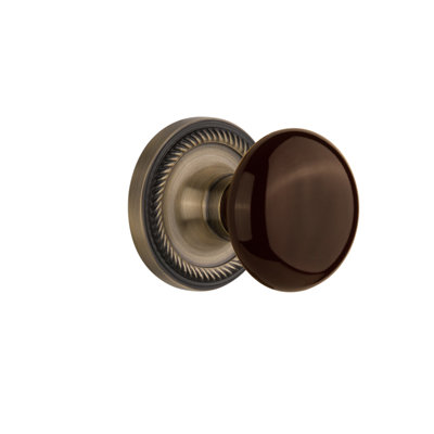 Rope Rosette with Brown Porcelain Door Knob