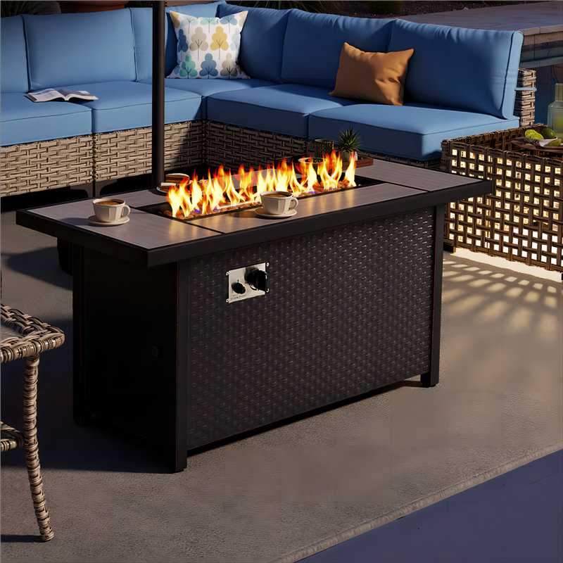 22" H X 54" W Propane Outdoor Fire Pit Table With Lid