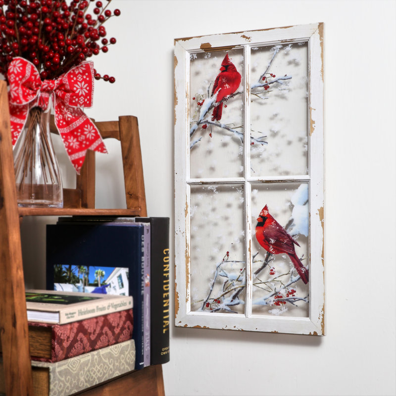Cardinals on Branches - Floater Frame, impression sur bois