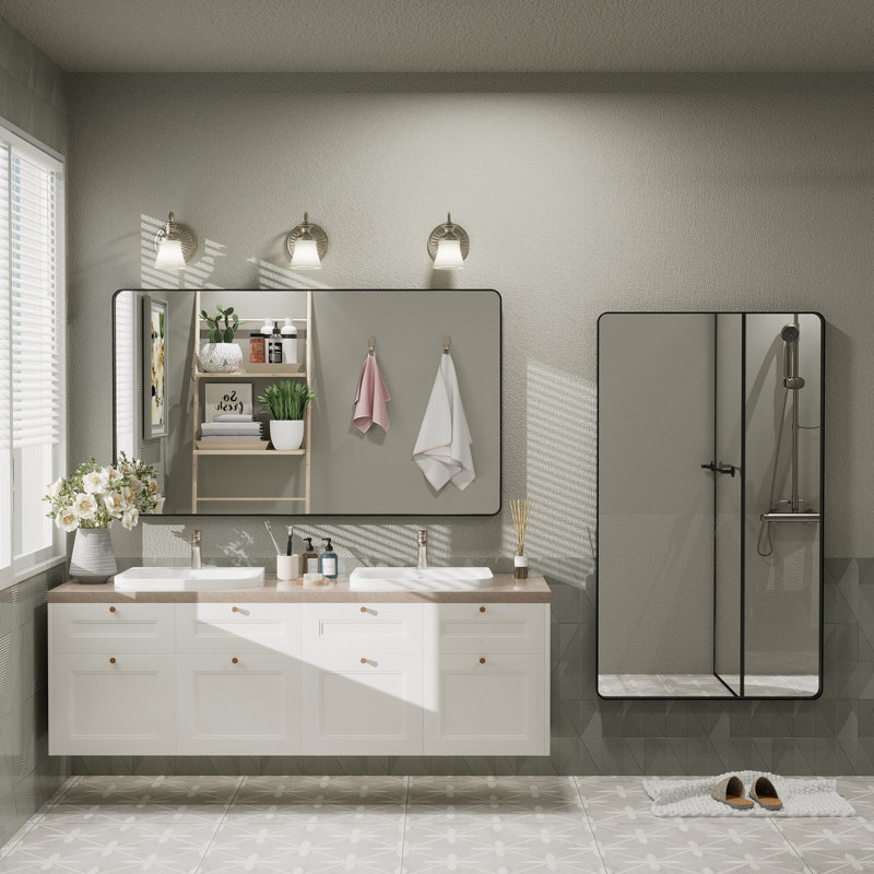 Miroir mural Aevar, Noir mat, 48 po x 28 po