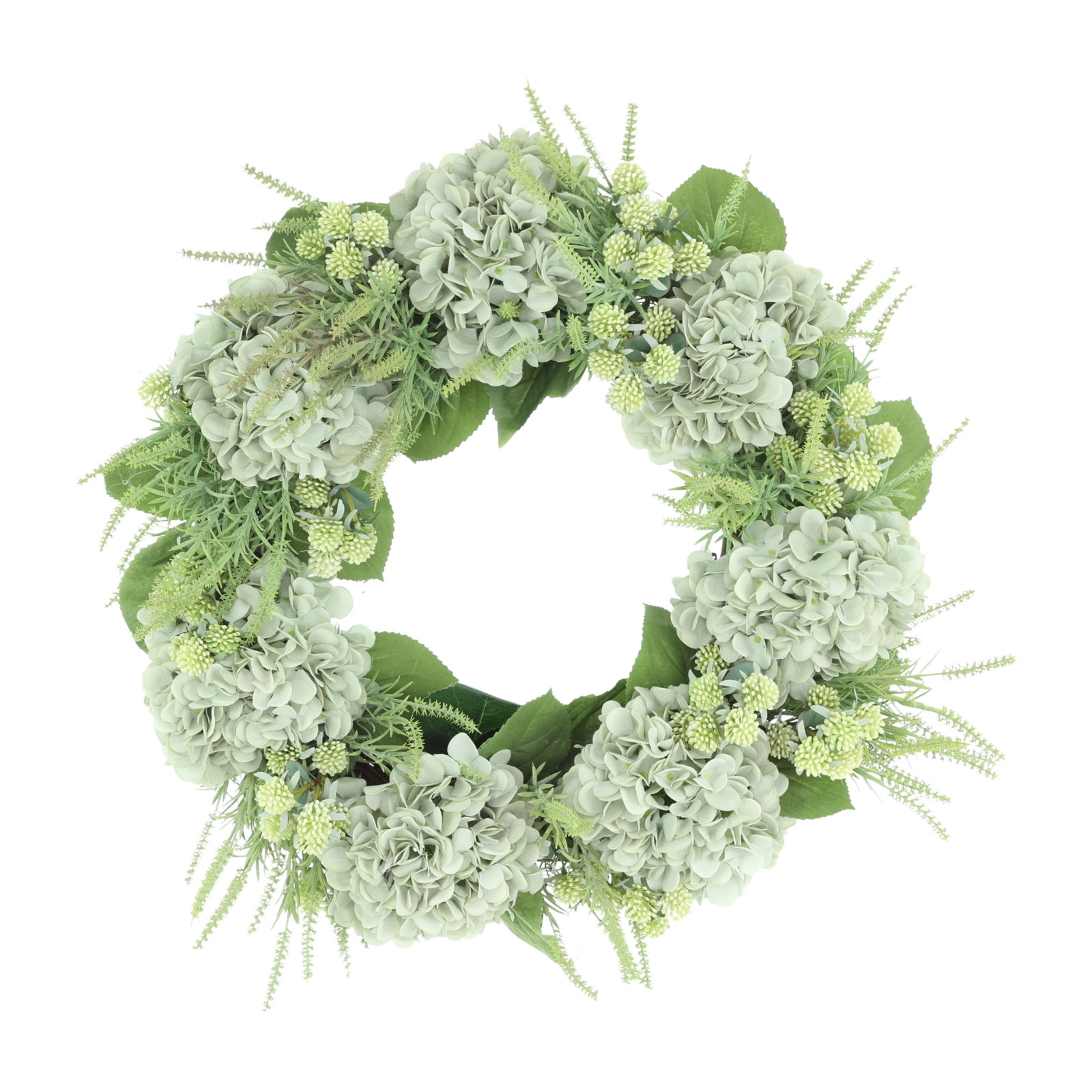 Seafoam Green Hydrangea with Budding Flower Wreath