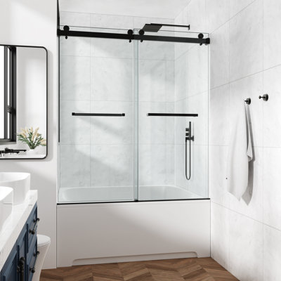Porte de douche coulissante double sans cadre