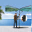 Grand parasol de patio réglable en porte-à-faux, acier, polyester, bleu ciel