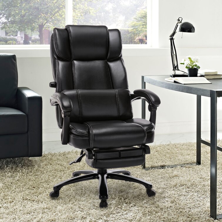 High Back Big & Tall 400lb Office Chair with Footrest Bonded