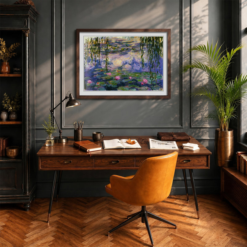 Water Lilies Lily Pond Vol.11 by Claude Monet - Framed Print, 48cm H x 65cm W x 2cm D, Walnut