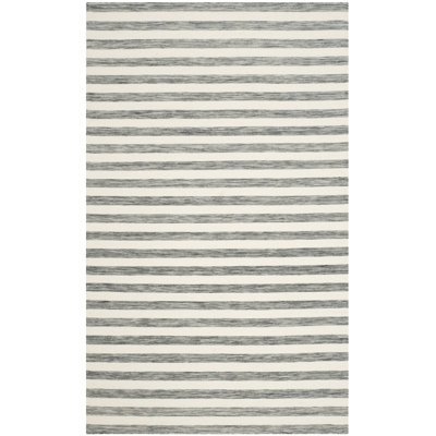 Tapis rayé en laine / coton tissé à la main Waukena