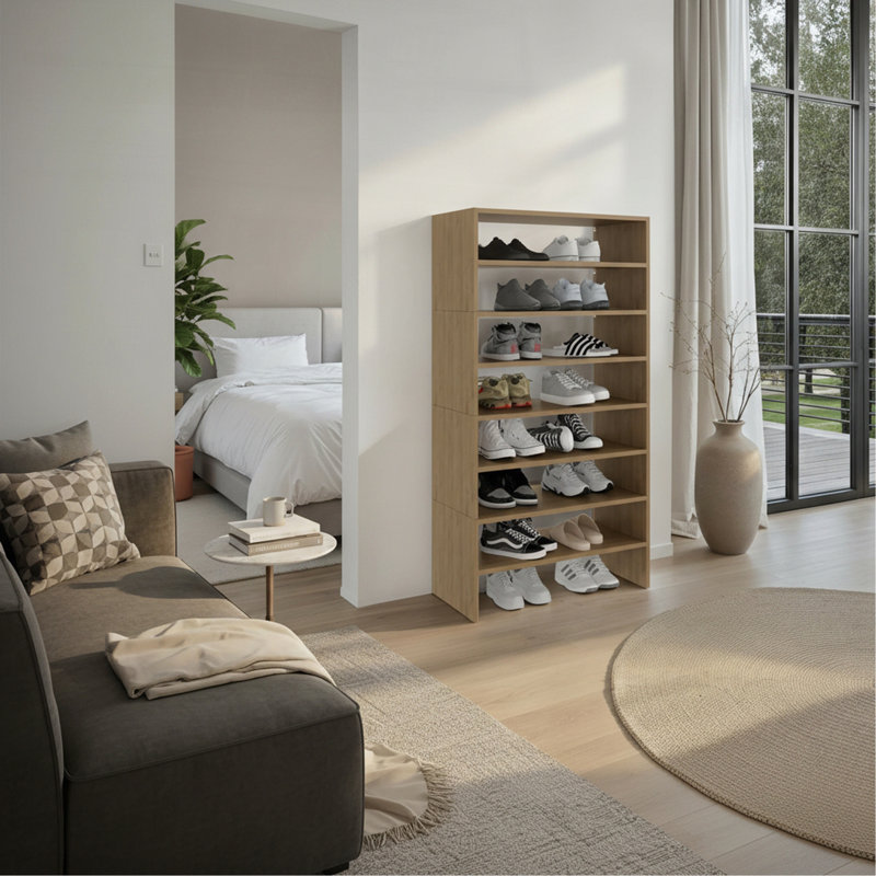 Étagère à chaussures moderne Orion pour chambre à coucher et vestibule, chêne naturel