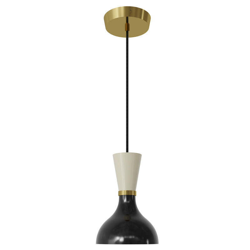 Clare 1 - Light Pendant, Obsidian/Bone, Modern Brass