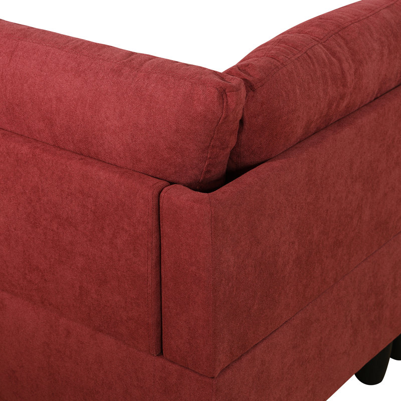 Ensemble de canapé modulaire en L avec coussins de dossier 2 pièces Red Velvet, Velours rouge