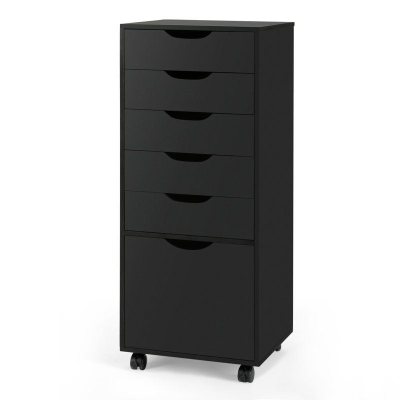  Armoire de rangement de bureau 38 po à 5 tiroirs et 1 porte Pasqualine, Noir