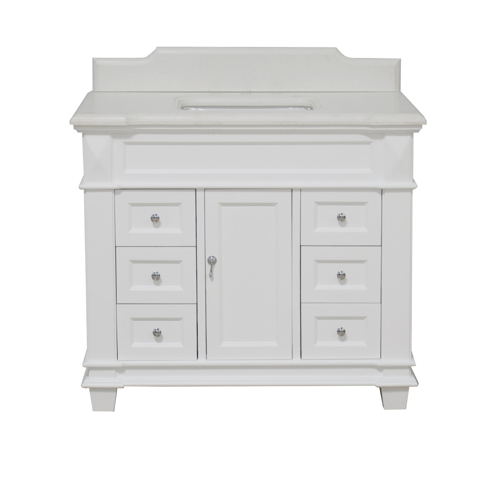 Ensa 42'' Single Bathroom Vanity, White, Quartz
