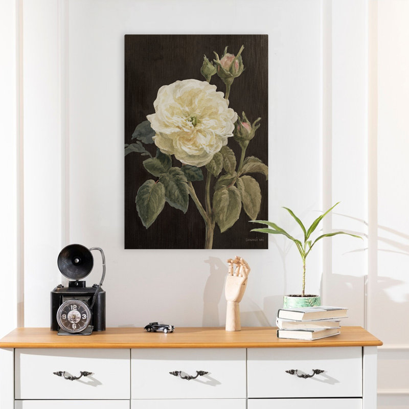 Art noir et rose héritage sur fond noir, H 24 po x l 16 po