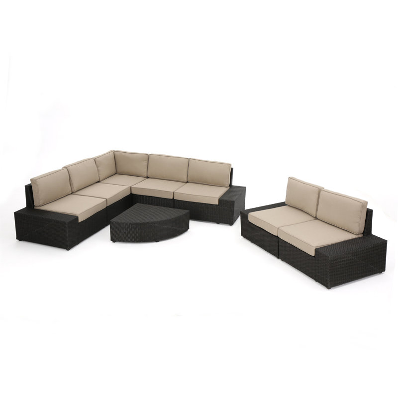 Grainne 7 - Person Patio Conversation Set with Cushions, Dark Brown