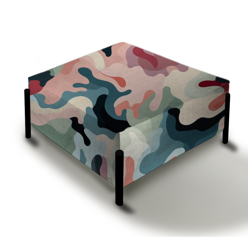 Grand repose-pieds carré abstrait rose tendance Camo