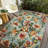 Green/Yellow  Floral Design Performance Outdoor Rug-2025197073