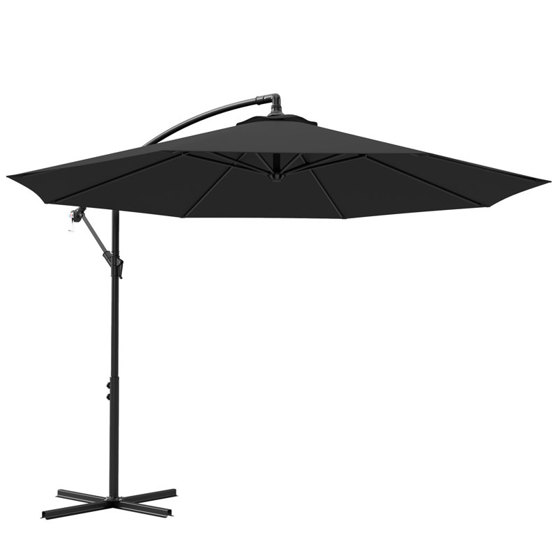 Parasol de jardin en porte-à-faux 9,7 pi, Noir