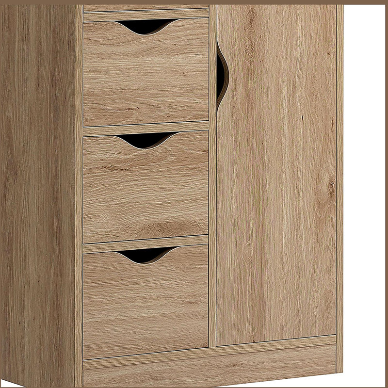 Armoire de rangement pour salle de bain avec 4 tiroirs et porte