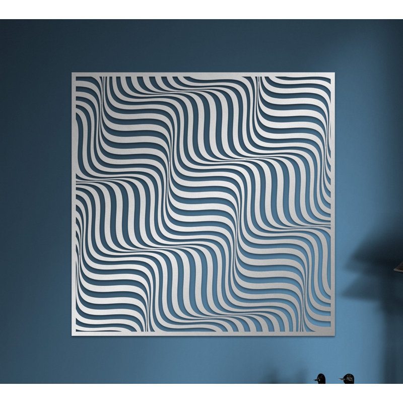 Metal Abstract Wall Hanging Décor, Infinite Waves Contemporary Art Deco for New Home or Office Gift, 10" H x 10" W x 0.5" D