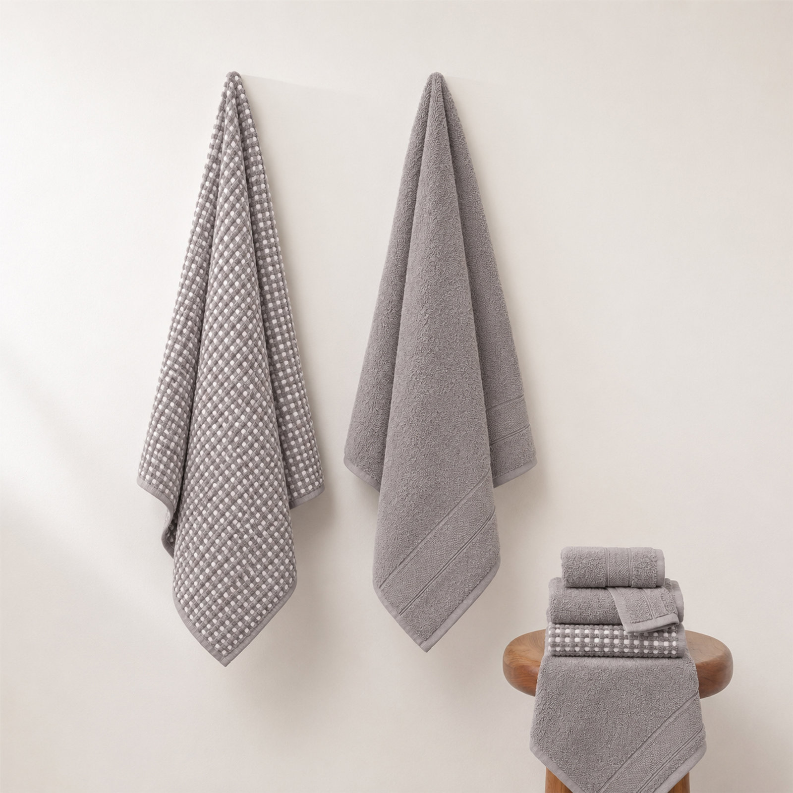 Drucilla 6-Piece Jacquard Cotton Towel Set, Flax