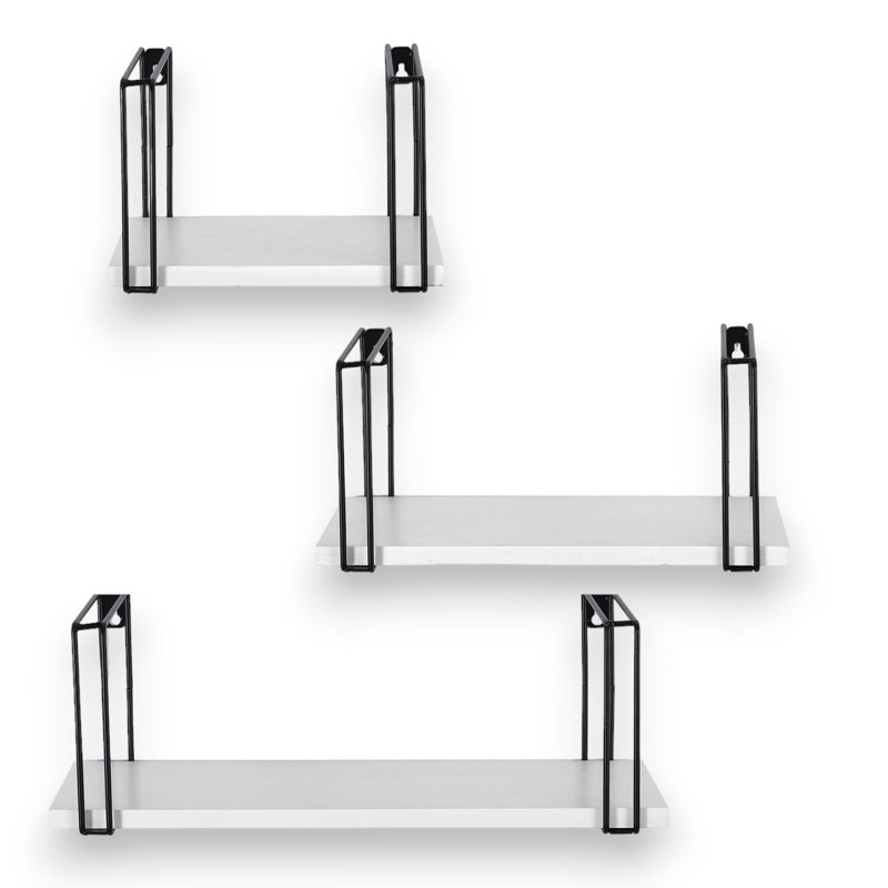 Rishipal 3 Piece Floating Shelf, Highgloss Sand Grey