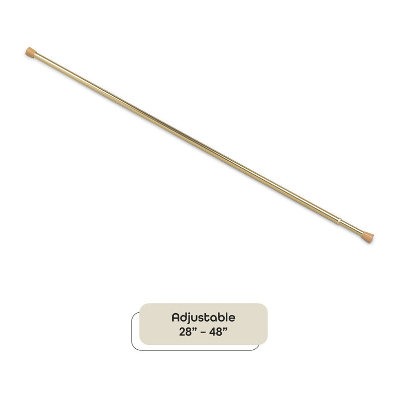Brass Adjustable Spring Tension Curtain Rod, 28"-48"