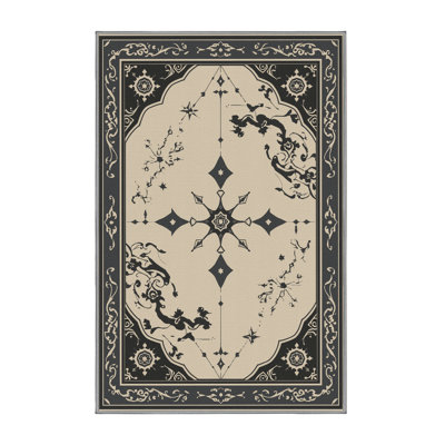 Machine Washable Pavle Classic Oriental Rug in Beige – Gray Binding