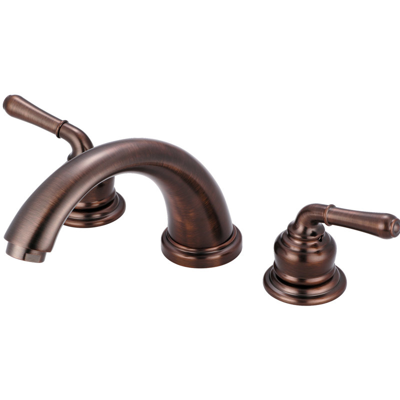 Garniture de robinet de baignoire romaine à fixation sur plateau à poignées doubles, Bronze huilé